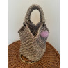 SzínBötty – kézzel horgolt butykos táska pink bojt dísszel